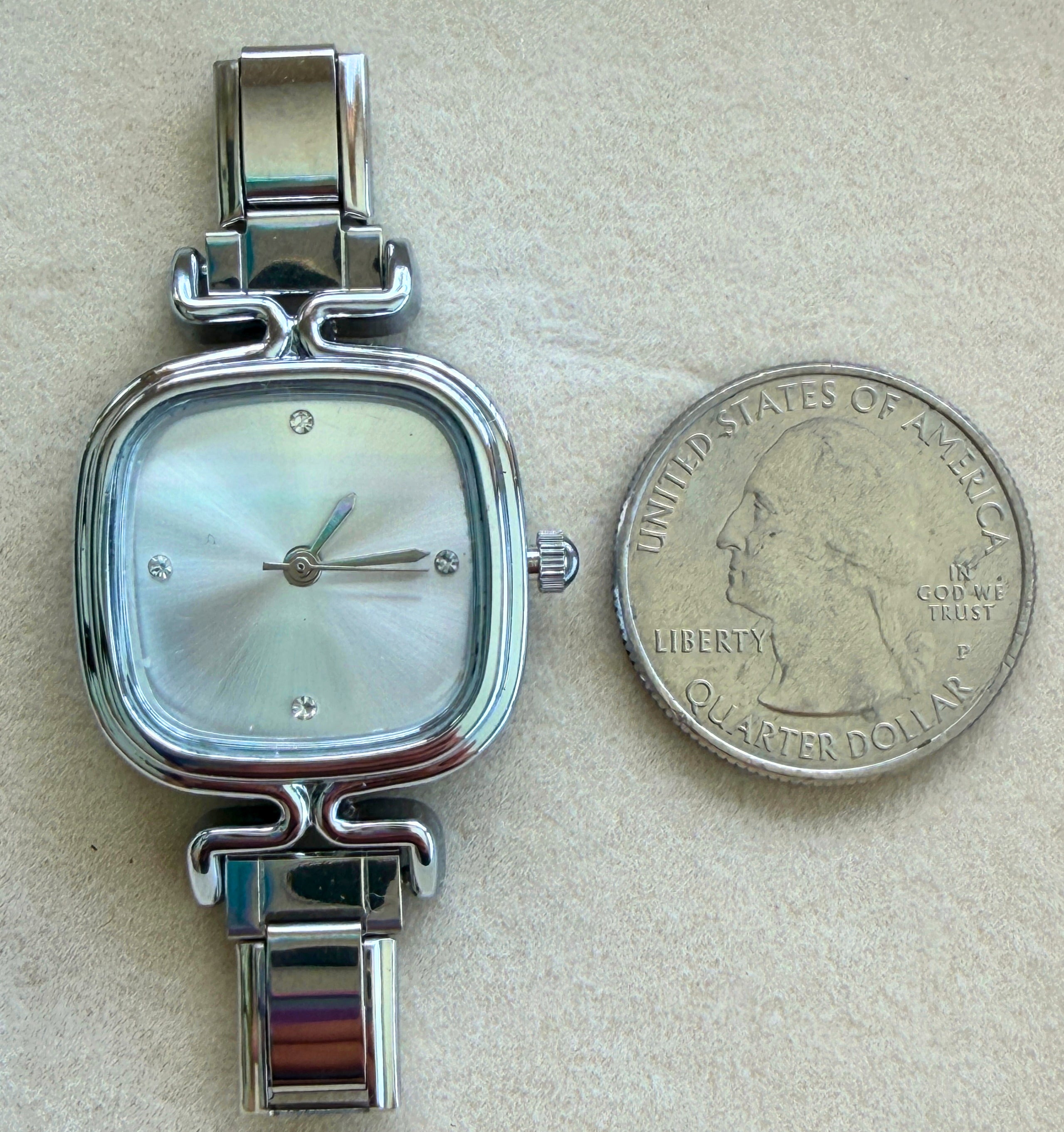 Silver Rounded Square with Silver Watch Face