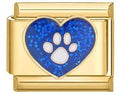 Gold Blue Glitter Paw Print