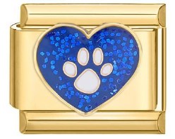 Gold Blue Glitter Paw Print