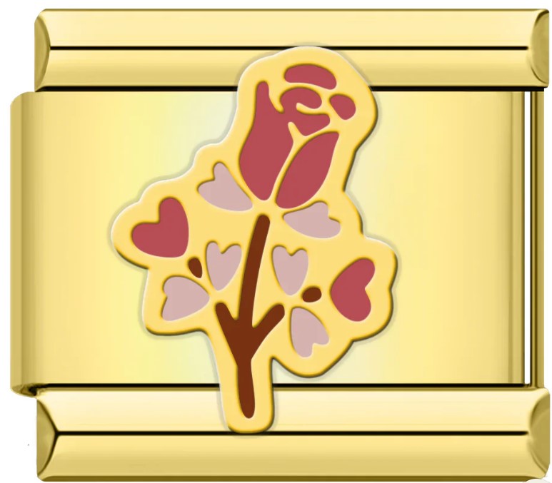 Gold Pink Rose with Hearts