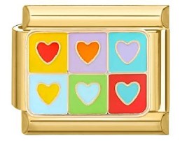 Gold Rainbow Heart Squares