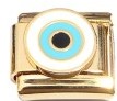 Gold Round Blue Evil Eye