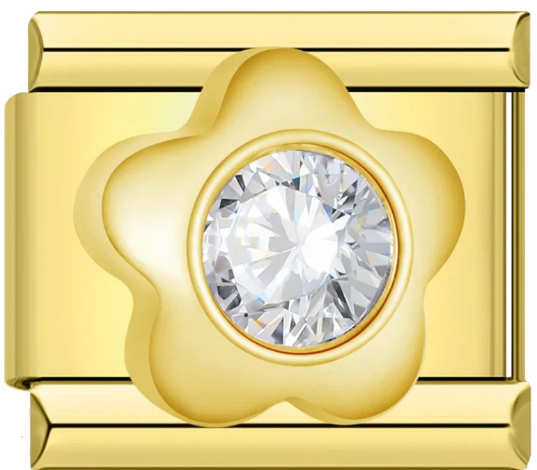 Gold Rounded Bling Flower