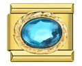 Gold Teal Oval Gem
