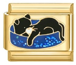Gold Black Cat on bed