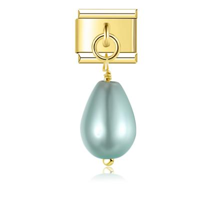 Gold Blue Pearl Pendant / Dangle