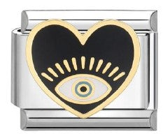 Silver Black Evil Eye Heart