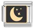 Silver Black Moon With Stars