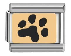 Silver Black Paw Print