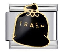Silver Black Trash Bag