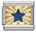 Silver Blue Gold Etched Star