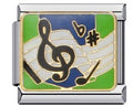 Silver Blue Green Music Notes