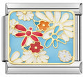 Silver Dragonfly and Flowers