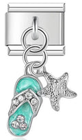 Silver Teal Flip Flop Pendant