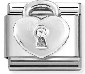 Silver Heart Lock with Bling