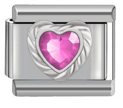 Silver Light Pink Heart Bling