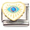 Silver White Evil Eye Heart with Blue Gem
