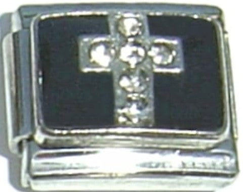 Silver with Black Bling Cross