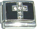 Silver with Black Bling Cross