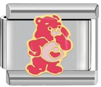 Silver Pink Heart Care Bear