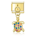 Gold Colorful Bling Turtle Pendant / Dangle
