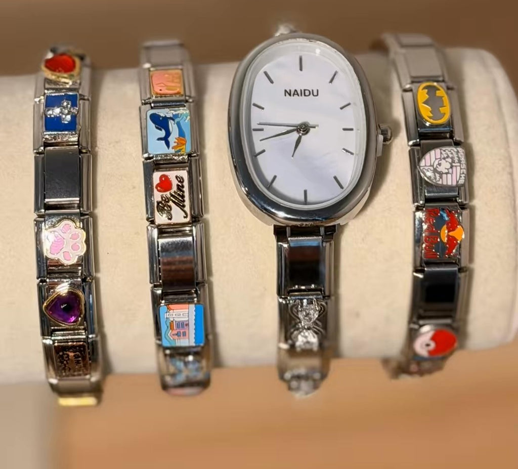 Gold Rectangle White Watch Face