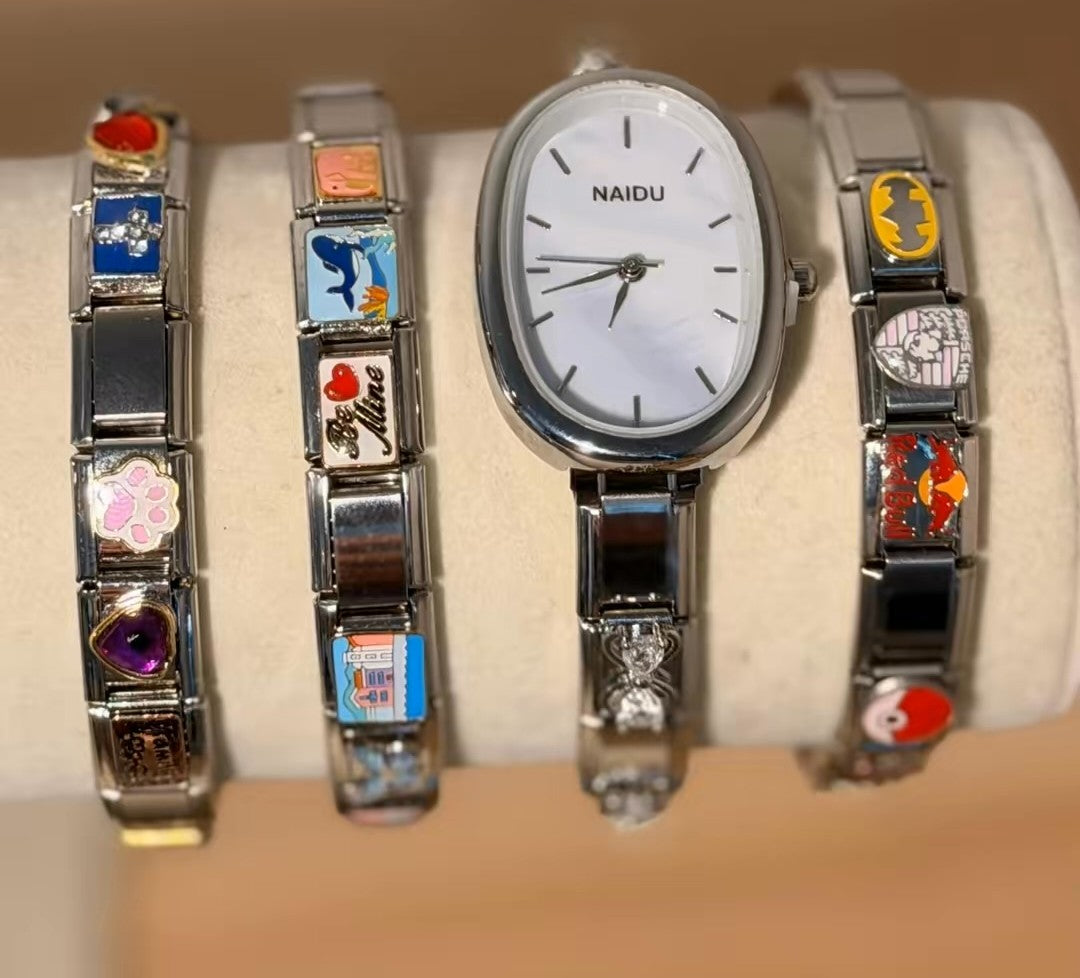 Gold Rectangle White Watch Face